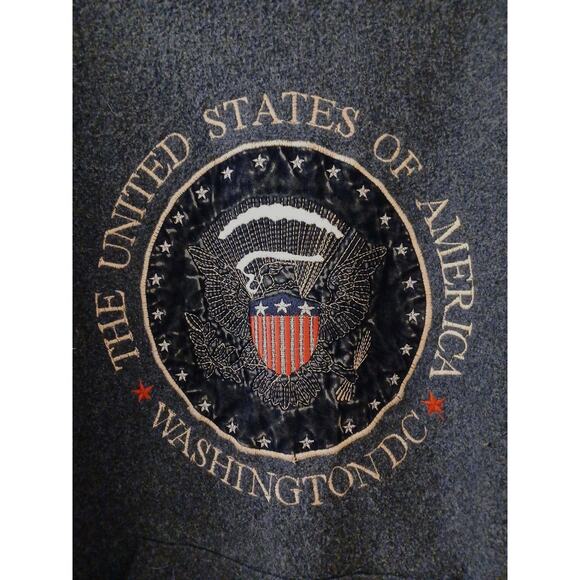 Washington DC Pullover Hoodie USA Sz M Blue Crushed Velvet Embroidery Kangaroo - Picture 2 of 16